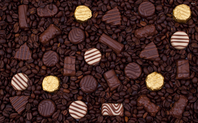 Chocolates candy coffee beans gold free wallpaper for desktop - medium preview image