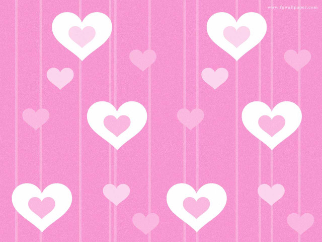 Pink background hearts hanging strings free wallpaper for desktop - medium preview image