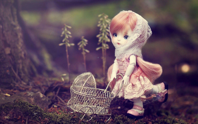 Doll pink hair birdcage forest #2 free wallpaper for desktop - medium preview image