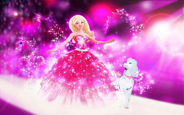 Barbie poodle pink dress stars #2 free wallpaper for desktop - medium preview image
