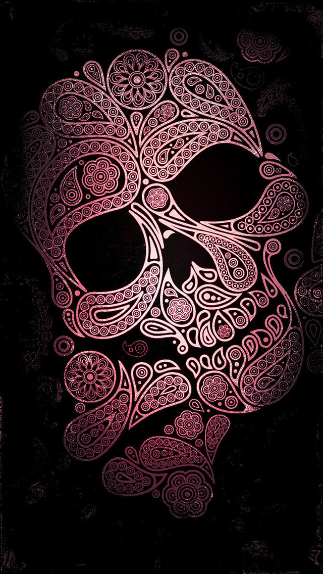 Skull pink black background image free wallpaper for mobile - medium preview image