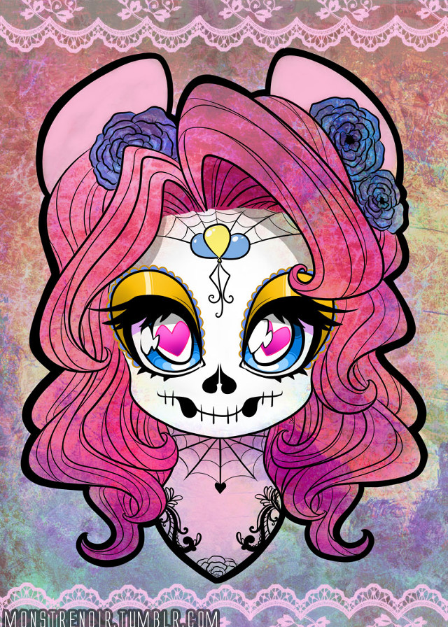 Pink hair skull cat lace free wallpaper for mobile - medium preview image