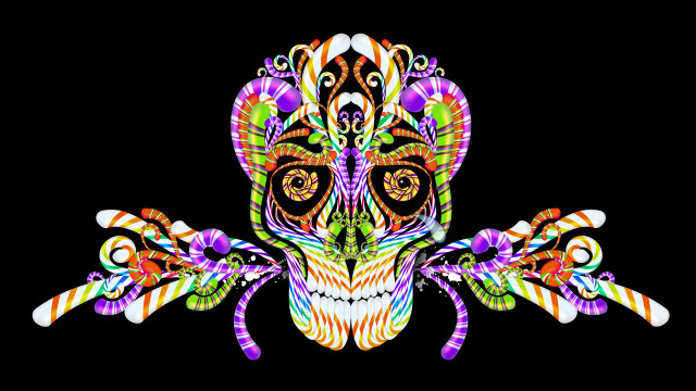 Colorful skull with a large free wallpaper for desktop - medium preview image
