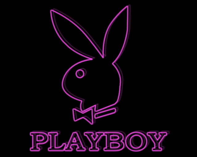 Neon pink playboy rabbit logo free wallpaper for desktop - medium preview image
