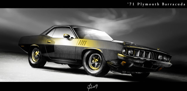 Car yellow stripe black white free wallpaper for desktop - medium preview image