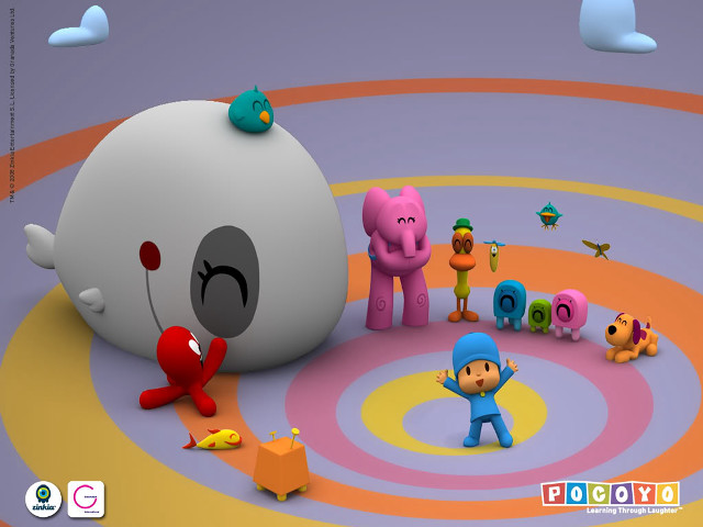 Cartoon characters ball letters man free wallpaper for desktop - medium preview image