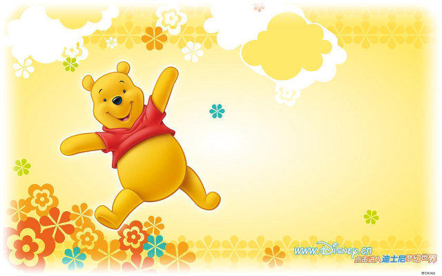 Winnie the pooh flying flowers free wallpaper for desktop - medium preview image