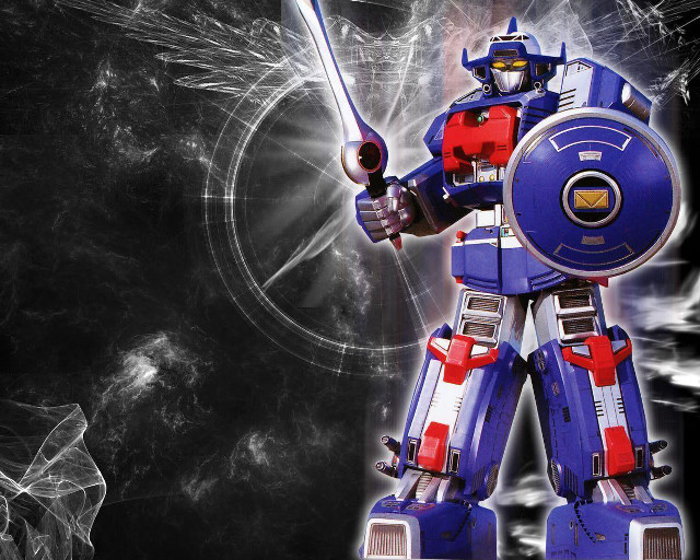 Robot sword black background rayonism free wallpaper for desktop - medium preview image