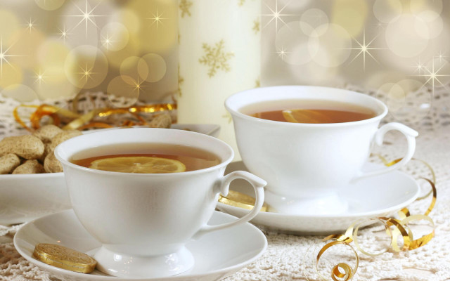 Tea cups gold decorations candle free wallpaper for desktop - medium preview image