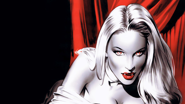 Vampire woman red eyes white free wallpaper for desktop - medium preview image