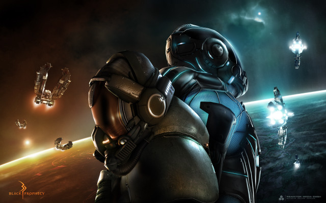 Space suits planet 1980s retro free wallpaper for desktop - medium preview image