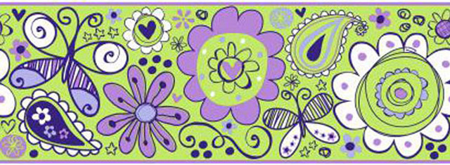 Flowers butterflies green background purple free wallpaper for desktop - medium preview image