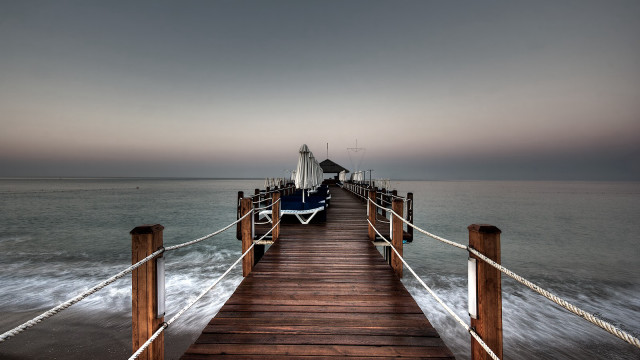 Pier boat tied water dusk free wallpaper for desktop - medium preview image