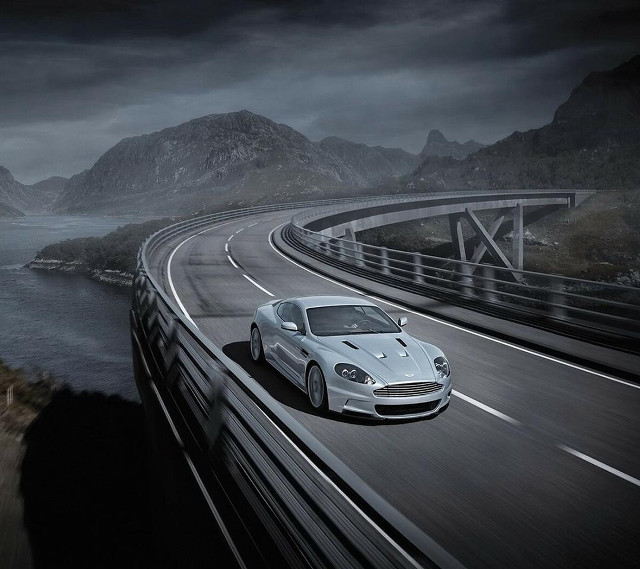 White sports car road water #2 free wallpaper for tablet - medium preview image