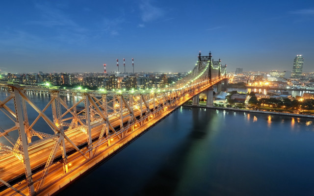 Bridge river night lights cityscape #2 free wallpaper for desktop - medium preview image