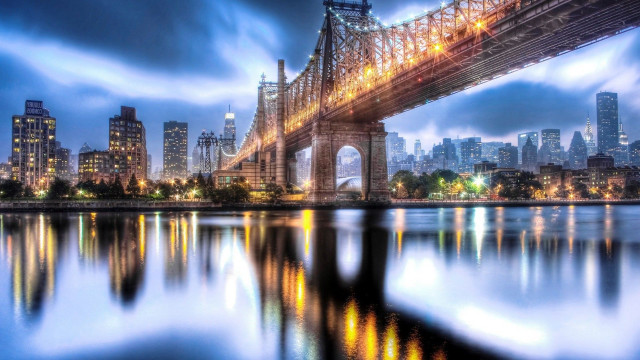 Bridge river city night lights #15 free wallpaper for desktop - medium preview image