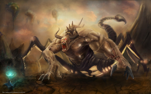 Demon attacking giant spider claws free wallpaper for desktop - medium preview image