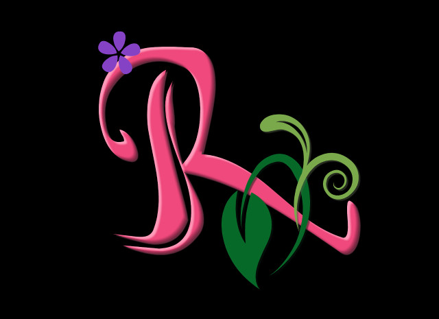 Pink letter flower green leaf free wallpaper for desktop - medium preview image