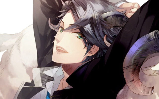 Man black hair white horse free wallpaper for desktop - medium preview image