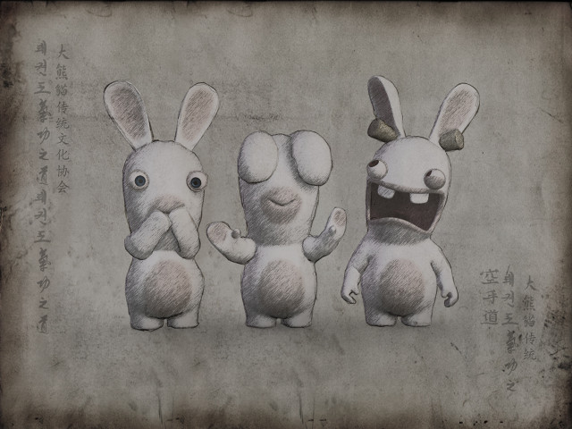 Three rabbits face ears drawing free wallpaper for desktop - medium preview image