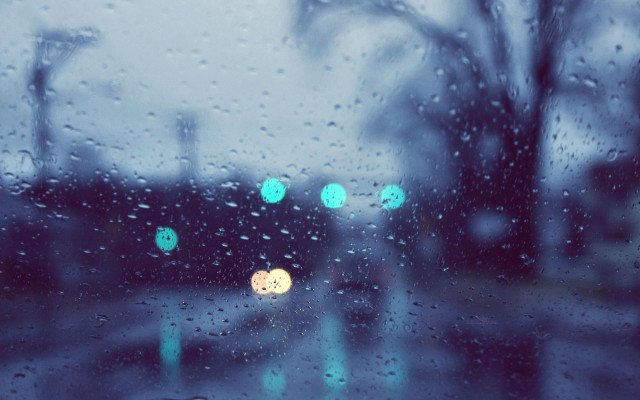 Rainy window street trees rain free wallpaper for desktop - medium preview image