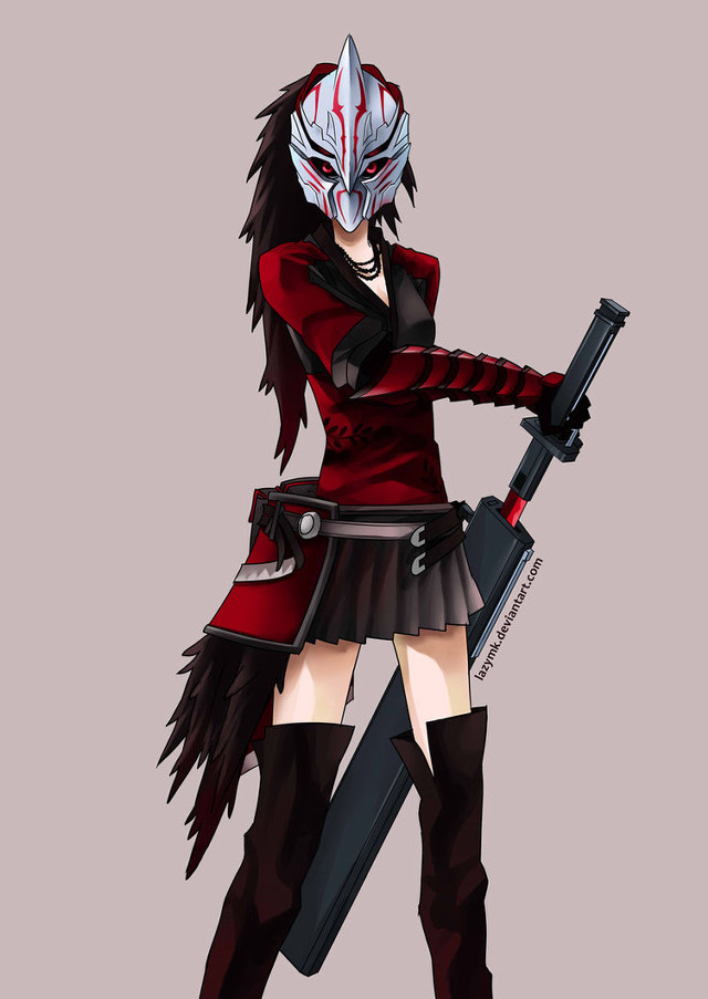 Woman red outfit gun knife free wallpaper for mobile - medium preview image