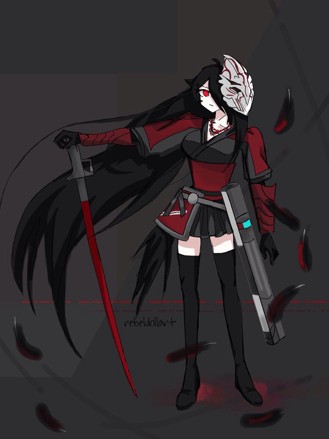 Woman red black outfit sword #2 free wallpaper for mobile - medium preview image