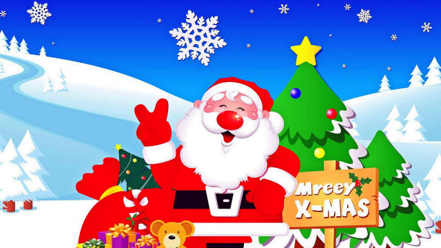 Santa claus christmas tree presents free wallpaper for desktop - medium preview image