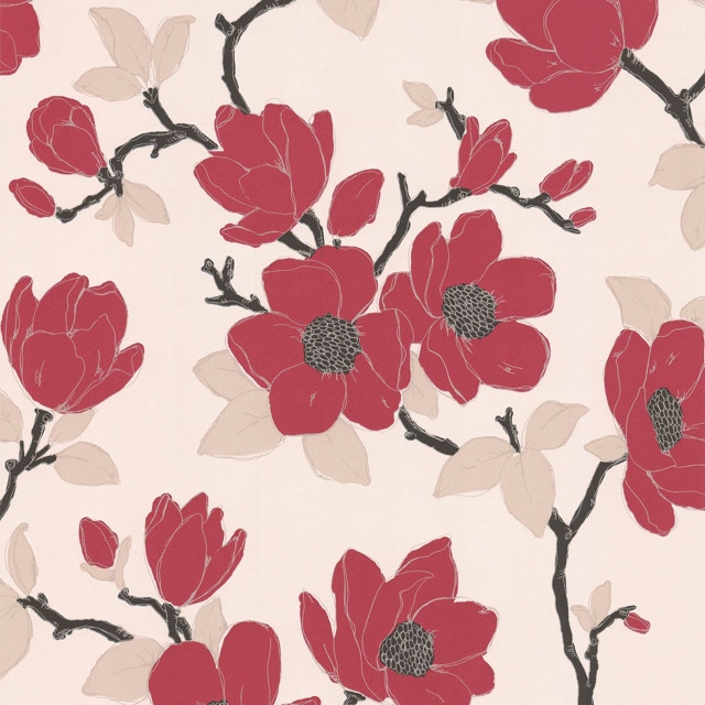 Red flowered wallpaper white black free wallpaper for tablet - medium preview image