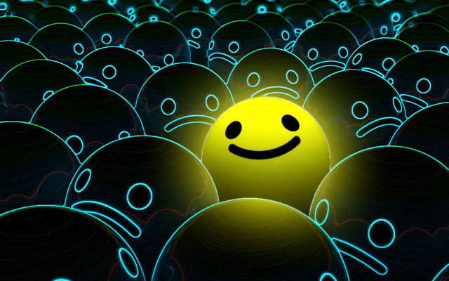 Smiley face blue green light free wallpaper for desktop - medium preview image