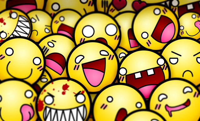 Yellow emoticons blood mouths teeth free wallpaper for desktop - medium preview image