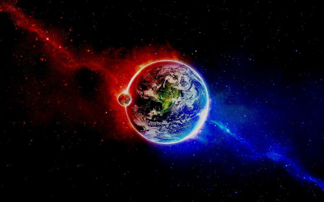 Blue red planet black background #3 free wallpaper for desktop - medium preview image