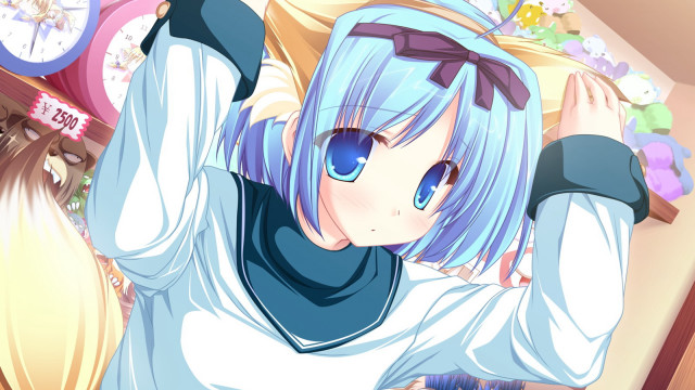 Girl blue hair white shirt #2 free wallpaper for desktop - medium preview image