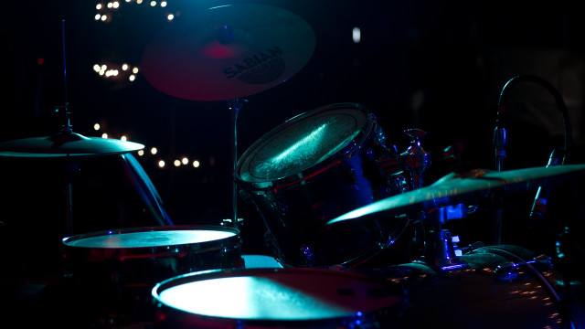 Drum set dark room floor free wallpaper for desktop - medium preview image