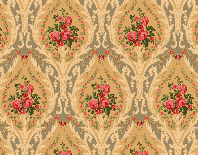 Roses floral pattern beige green free wallpaper for desktop - medium preview image