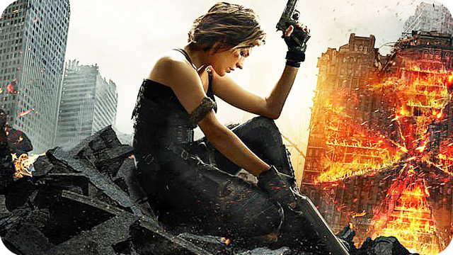 Woman holding gun city fireball free wallpaper for desktop - medium preview image