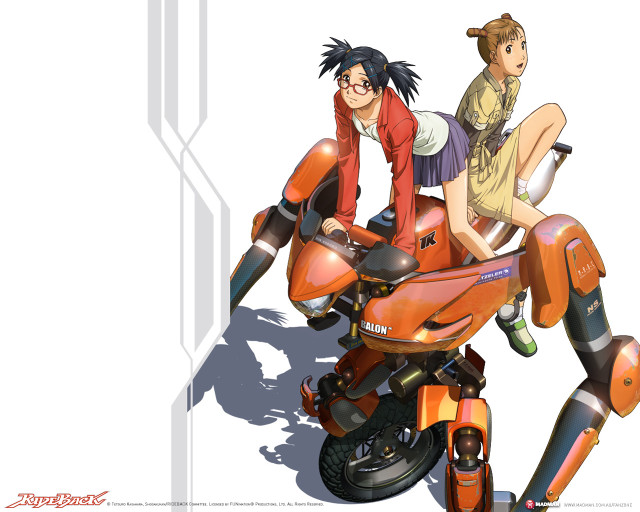 Couple riding motorcycle cartoon style free wallpaper for desktop - medium preview image