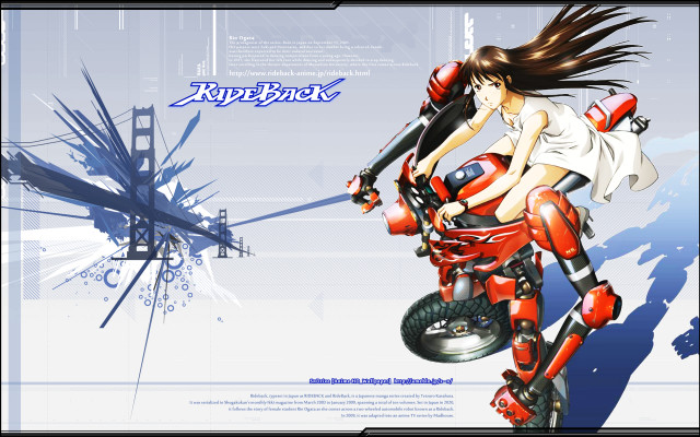 Woman motorcycle blue sky tower free wallpaper for desktop - medium preview image