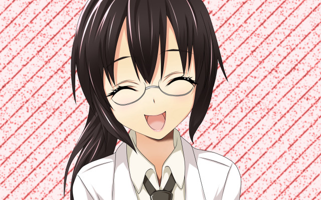 Woman smiling glasses tie portrait free wallpaper for desktop - medium preview image