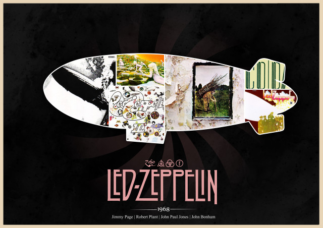Surfboard led zeppelin psychedelic ed free wallpaper for desktop - medium preview image