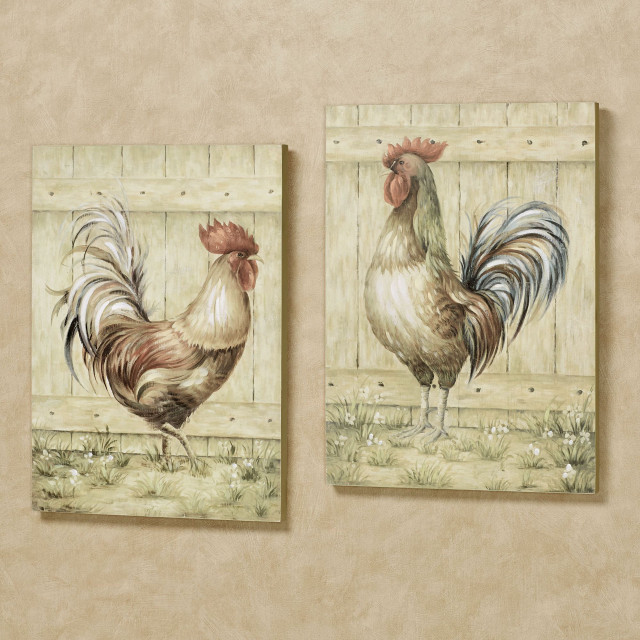 Roosters paintings beige wall room free wallpaper for tablet - medium preview image