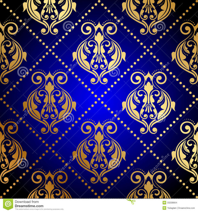 Blue gold background ornate pattern free wallpaper for tablet - medium preview image