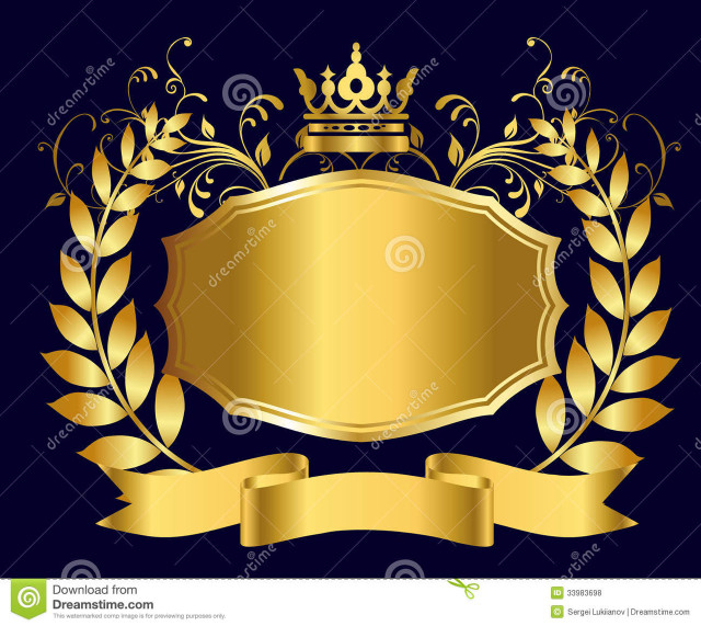 Golden emblem crown ribbon black free wallpaper for tablet - medium preview image