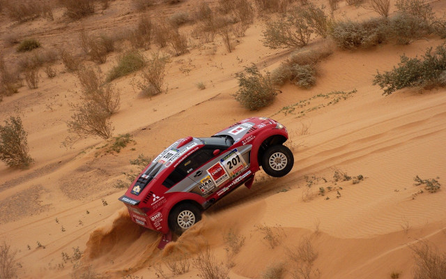 Red truck desert sand dunes free wallpaper for desktop - medium preview image
