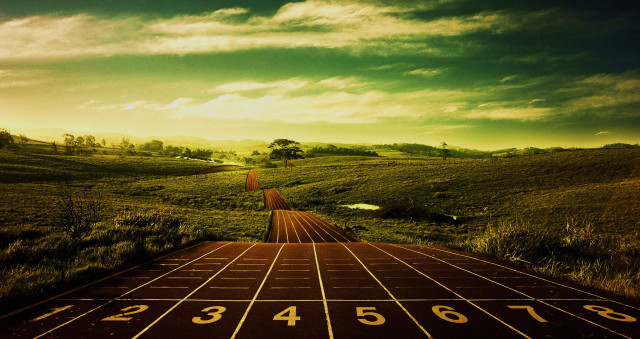 Long road numbers field sky free wallpaper for desktop - medium preview image