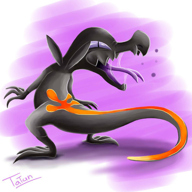 Black lizard orange accents cartoon free wallpaper for tablet - medium preview image