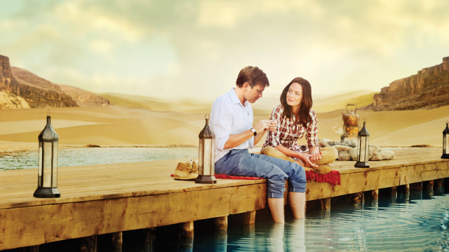 Man woman pier lake dog free wallpaper for desktop - medium preview image