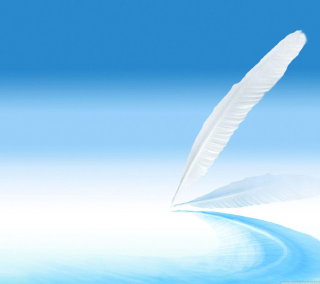 White feather flying water blue free wallpaper for tablet - medium preview image