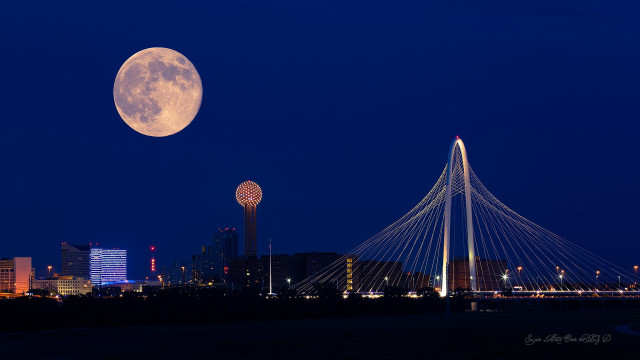 Full moon city skyline bridge #2 free wallpaper for desktop - medium preview image