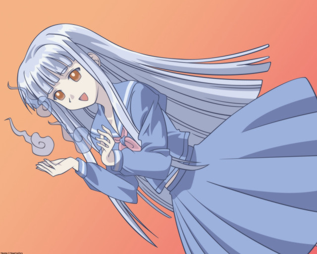 Girl long white hair flying free wallpaper for desktop - medium preview image